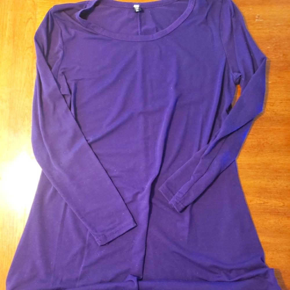 Purple long sleeve dress.